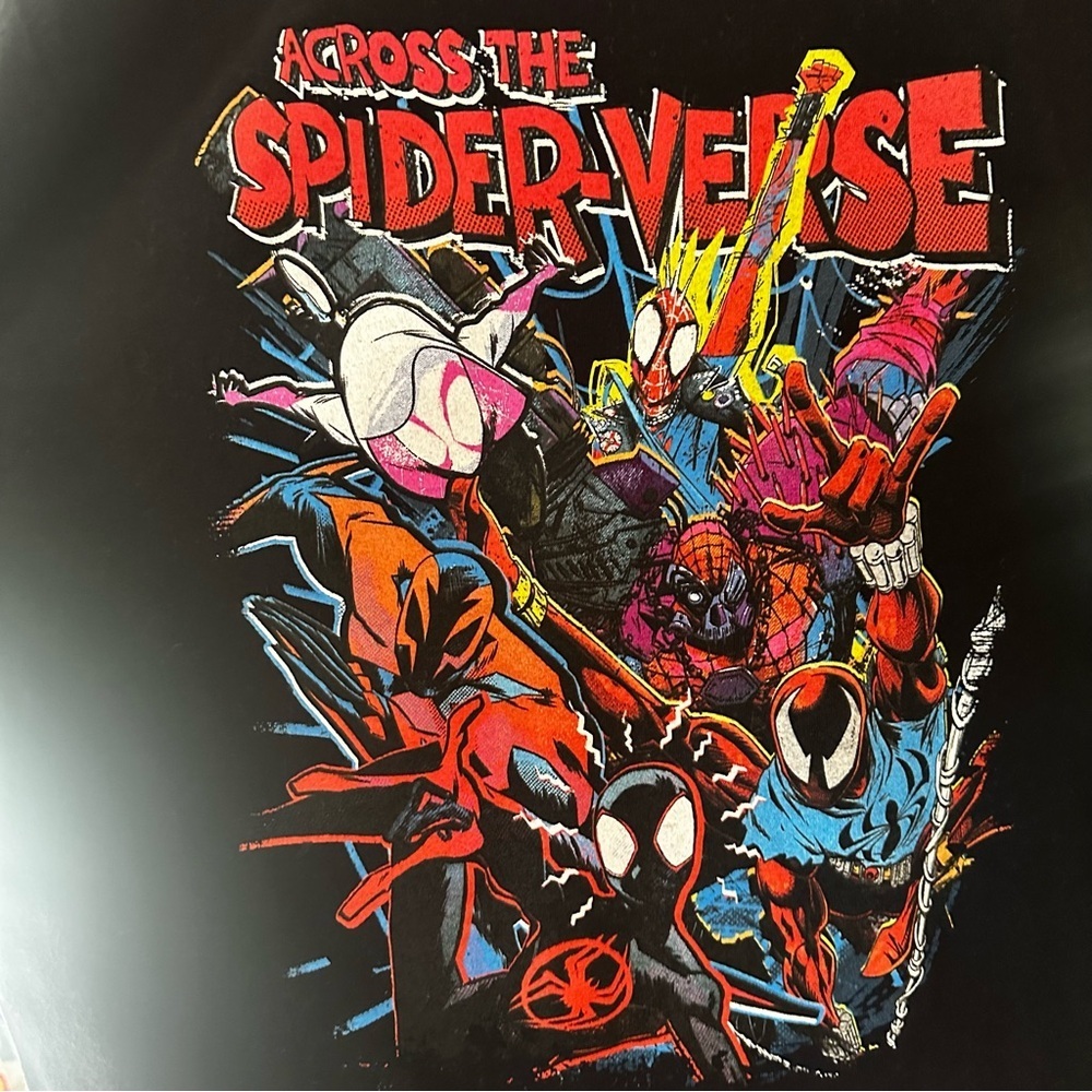 MARVEL SPIDERMAN ACROSS THE SPIDERVERSE Black Graphic T-shirt sz Large